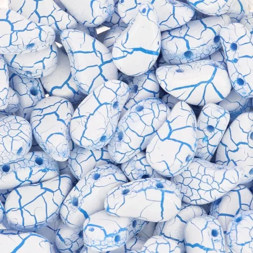 Perline in vetro 2 fori Paisley Duo 9x5.5 mm - Ionic White - Blue x10g