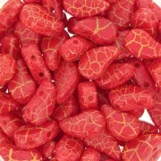 Perline in vetro 2 fori Paisley Duo 9x5.5 mm - Ionic Red - Yellow x10g