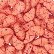 Perline in vetro 2 fori Paisley Duo 9x5.5 mm - Ionic Orange - Dark Red x10g|raw }}