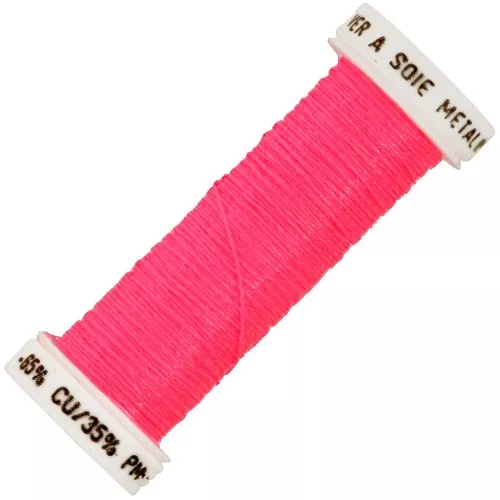 Filo da ricamo metallico intrecciato 4 - Au ver à soie rosa fluorescente 452F x10m