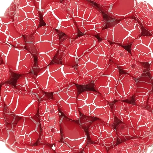 Perline in vetro 2 fori Paisley Duo 9x5.5 mm - Ionic Red - White x10g