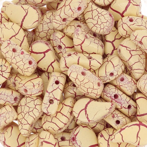 Perline in vetro 2 fori Paisley Duo 9x5.5 mm - Ionic Yellow - Dark Red x10g