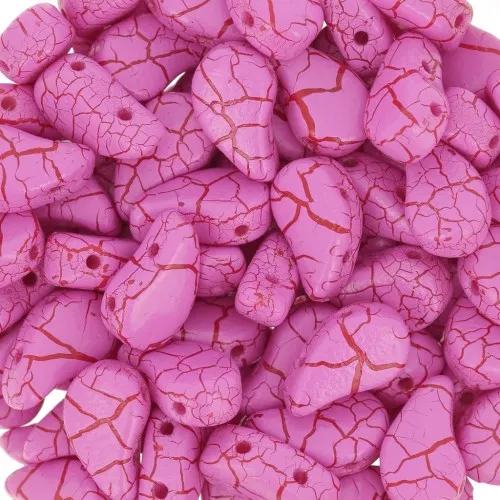 Perline in vetro 2 fori Paisley Duo 9x5.5 mm - Ionic Pink - Red x10g