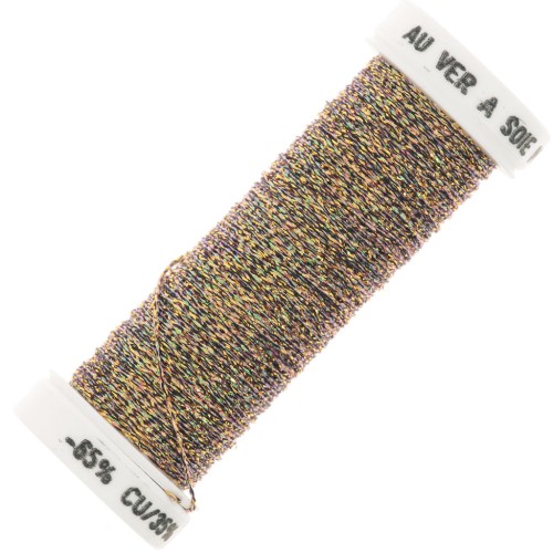 Filo da ricamo metallico intrecciato 4 Au ver à soie oro iridescente (447) x10m