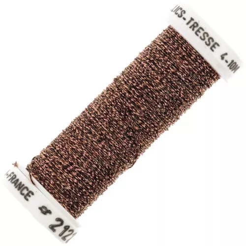 Filo da ricamo metallico intrecciato 4 Au ver à soie Copper brown 2122 x10m