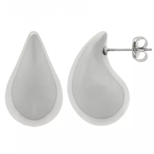 Orecchini tondi a goccia 24,5x15 mm in acrilico - Argento x2