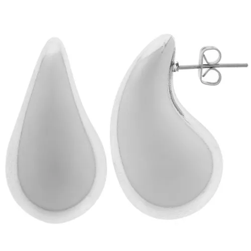 Orecchini tondi in acrilico 31x17 mm - Argento x2