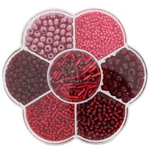 Set di perle Preciosa con scatola di fiori - Rosso x1