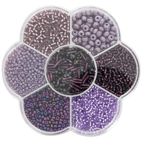 Set di perle di semi Preciosa con scatola di fiori - Viola x1