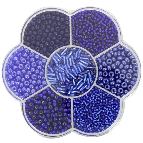 Set di perle di Preciosa con scatola di fiori - Blu x1