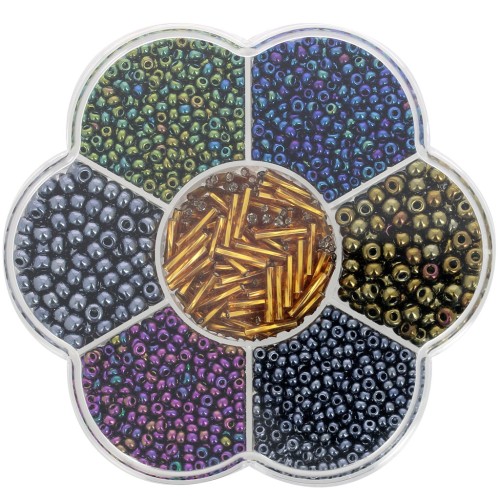 Set di perle Preciosa con scatola di fiori - Metallique x1