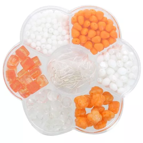 Set di perle Preciosa con fioriera e accessori - Arancione - Bianco x1