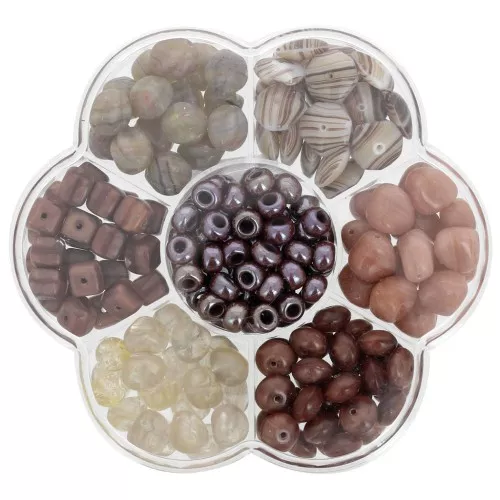 Set di perle di Preciosa con scatola di fiori - Marrone x1