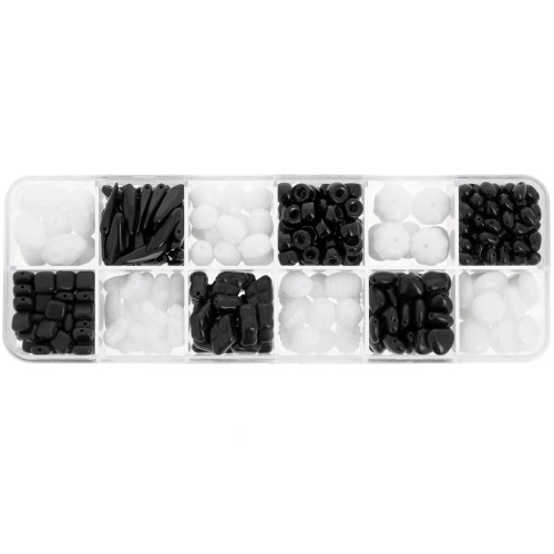 Assortimento di perle Preciosa Ornela - Nero - Bianco x200g