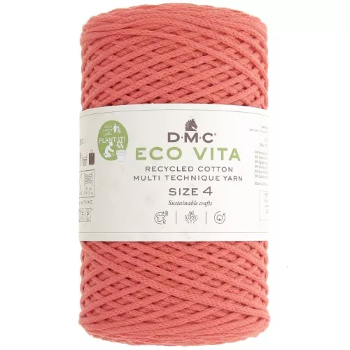 Rocchetto di cordoncino in cotone riciclato DMC 3 mm - Eco Vita 4 - corallo chiaro x 200m
