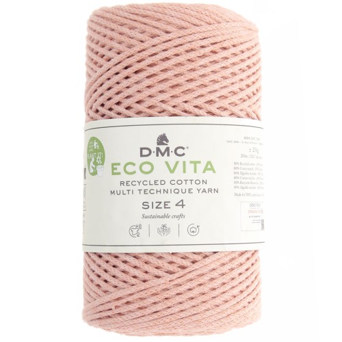 Rocchetto di cordoncino in cotone riciclato DMC 3 mm - Eco Vita 4 - Rosa salmone x 200m