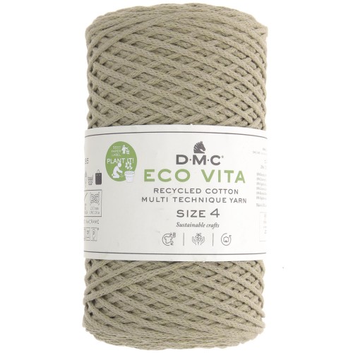Rocchetto di cordoncino in cotone riciclato DMC 3 mm - Eco Vita 4 - Verde di grigio x 200m
