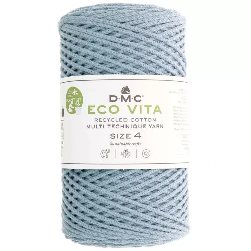 Rocchetto di cordoncino in cotone riciclato DMC 3 mm - Eco Vita 4 - Grigio blu x 200m