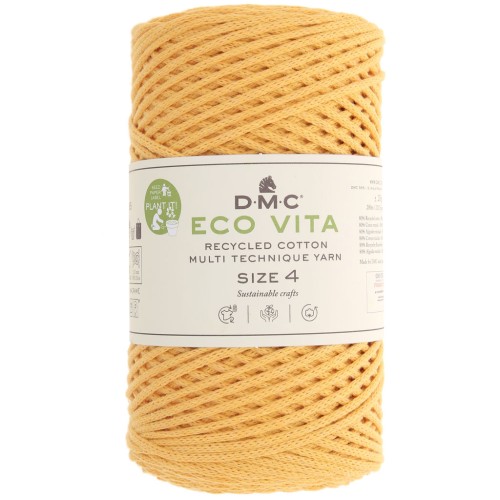 Rocchetto di cordoncino in cotone riciclato DMC 3 mm - Eco Vita 4 - Zafferano x 200m