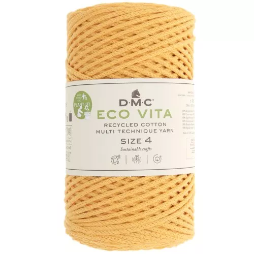 Rocchetto di cordoncino in cotone riciclato DMC 3 mm - Eco Vita 4 - Zafferano x 200m