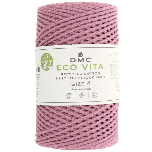Rocchetto di cordoncino in cotone riciclato DMC 3 mm - Eco Vita 4 - Rosa antico x 200 m