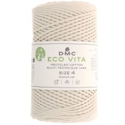 Rocchetto di cordoncino in cotone riciclato DMC 3 mm - Eco Vita 4 - Naturale x 200m