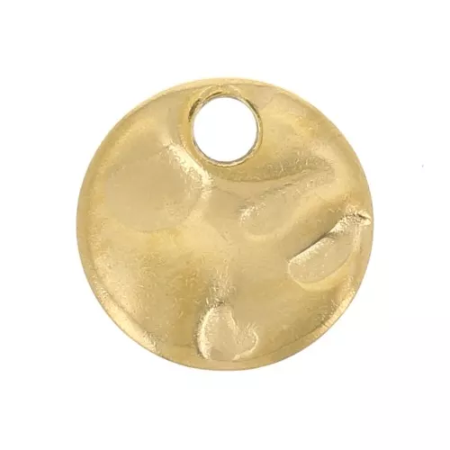 Ciondoli rotondi martellati 6 mm - Acciaio inossidabile 304L dorato x10