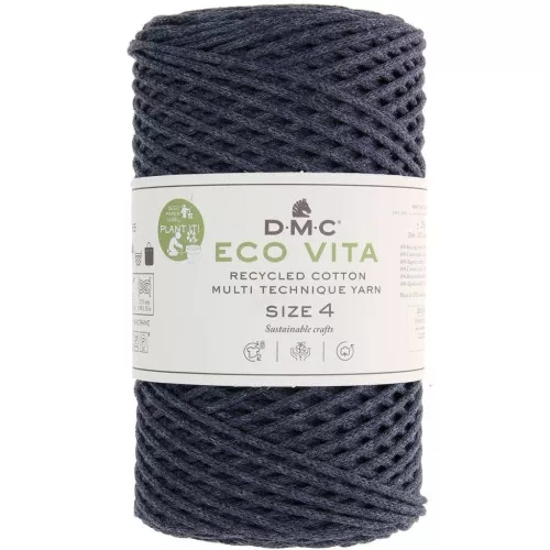 Bobine de cordon DMC 3 mm coton recyclé - Eco Vita 4 - Dark navy blue x 200m