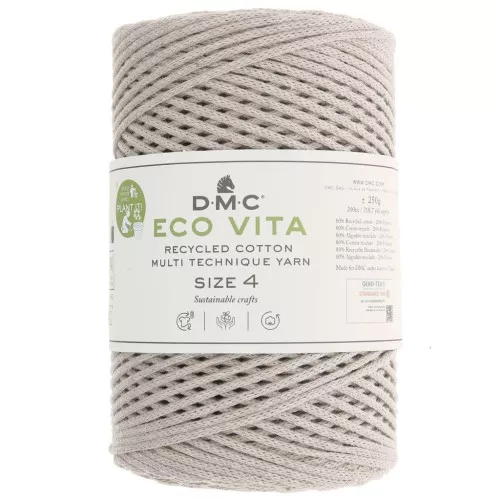 Rocchetto di cordoncino in cotone riciclato DMC 3 mm - Eco Vita 4 - sabbia chiara x 200m