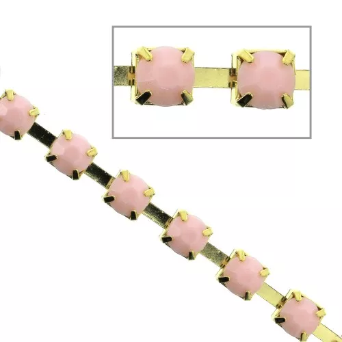 Catena strass acrilico mm. 6 Rose /dorato x m. 1