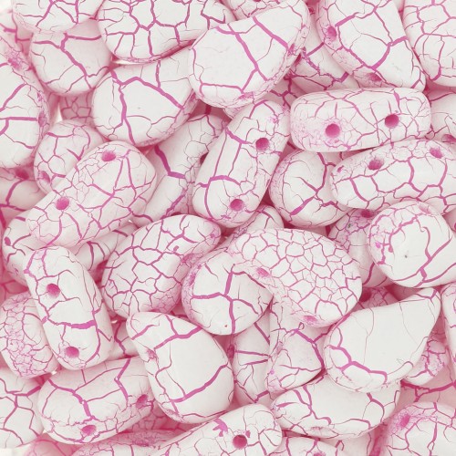 Perline in vetro 2 fori Paisley Duo 9x5.5 mm - Ionic White - Pink x10g