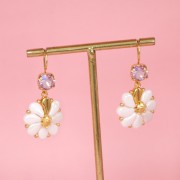 Perline in vetro 2 fori Paisley Duo 9x5.5 mm - Ionic White - Pink x10g