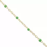 Catena con perline in resina da 2mm Acciaio inox 304 dorato Verde x1m