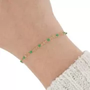 Catena con perline in resina da 2 mm - Acciaio inox 304 dorato - Verde x1m