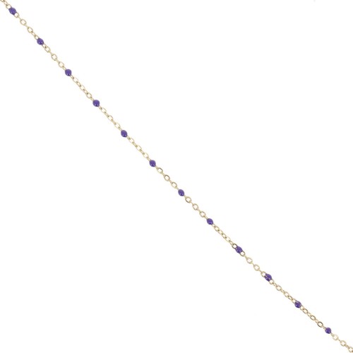 Catena con perline in resina da 2mm Acciaio inox 304 dorato Viola scuro x1m