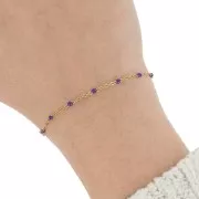 Catena con perline in resina da 2mm Acciaio inox 304 dorato Viola scuro x1m