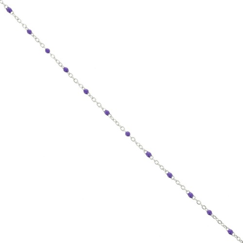 Catena con perline in resina epossidica da 2 mm - Acciaio inossidabile 304 - Viola scuro x1m