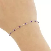 Catena con perline in resina epossidica da 2 mm - Acciaio inossidabile 304 - Viola scuro x1m