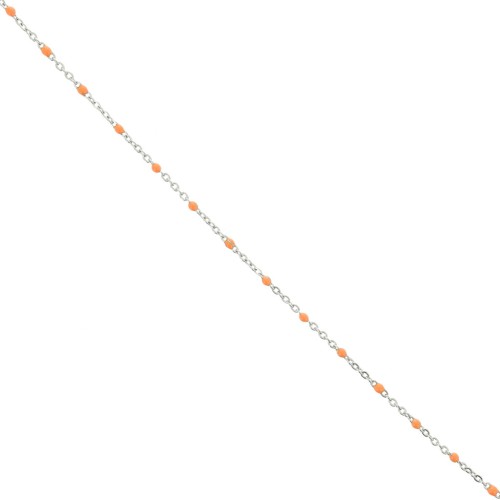 Catena con perline in resina epossidica da 2 mm - Acciaio inox 304 - Arancione x1m