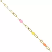 Catena a maglia fantasia e resina epossidica 2 mm 304 acciaio inossidabile Dorato Rosa Arancione x1m