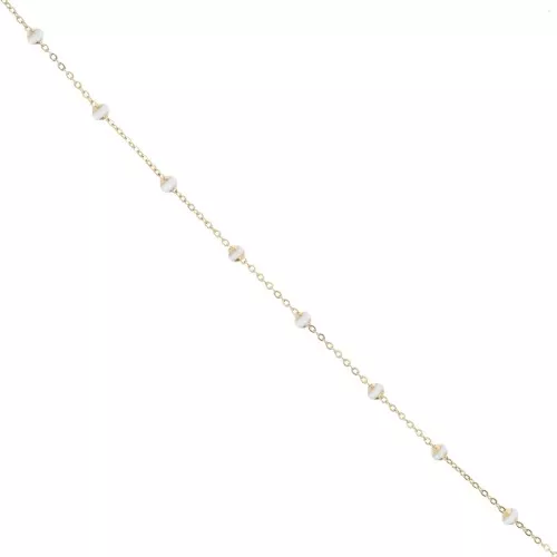 Catena forzatina e perline da 3,4mm Acciaio inossidabile 304 dorato - Bianco x1m