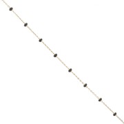 Catena forzatina e perline da 3,4 mm - Acciaio inox 304 dorato - Nero x1m