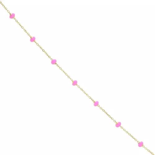 Catena forzatina e perline da 3,4 mm - Acciaio inossidabile 304 dorato - Rosa x1m