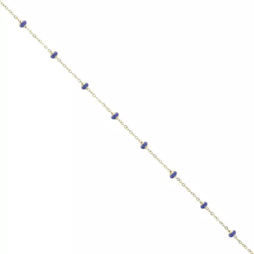Catena Forzatina con perline da 3,4mm Acciaio inox304 dorato Blu notte x1m