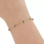 Catena Forzatina con perline da 3,4mm Acciaio inox304 dorato Blu notte x1m