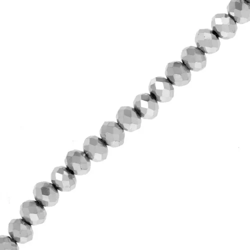 Perle sfaccettate rotonde - rotonde appiattite 6x5 mm Argento x38 cm