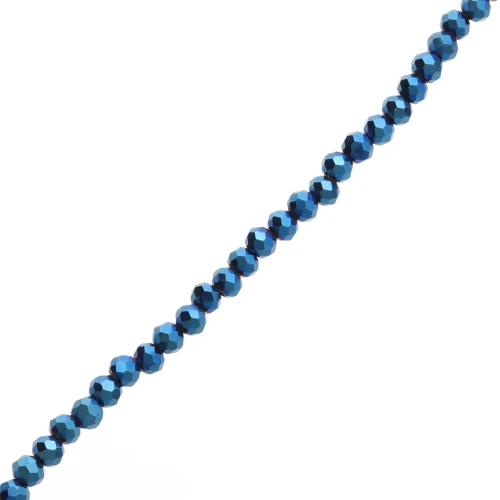 Perla sfaccettata rotonda - rotonda appiattita - 4x3,5 mm Blue Iris x39 cm