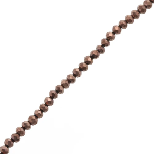 Perle sfaccettate rotonde - rotonde appiattite - 4x3,5 mm Marrone x40cm