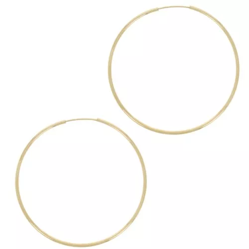 Orecchini a cerchio tondo da 52 mm - filo da 1,5 mm - placcato oro 3 micron x2