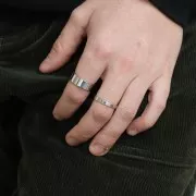 Anello largo 7 mm - Misura 59 - Argento rodiato 925 x1